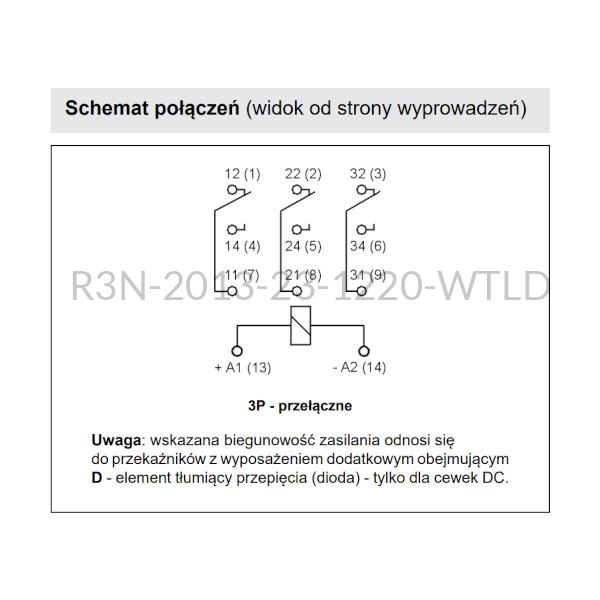 Relpol R3n Przekaźnik elektromagnetyczny 3P 220 Vdc Relpol o symbolu R3N-2013-23 ...