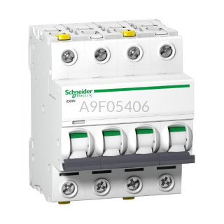 Wyłącznik nadprądowy Schneider Electric iC60N-D6-4 A9F05406 4P D 6 A