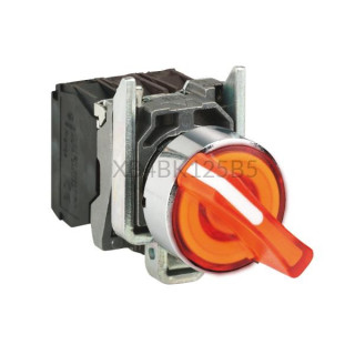 Przełącznik zatablicowy, podświetlany, 2-położeniowy z metalową maskownicą Schneider Electric Żółty XB4BK125B5 Przełącznik zatablicowy, podświetlany, 2-położeniowy z metalową maskownicą Schneider Electric Żółty XB4BK125B5